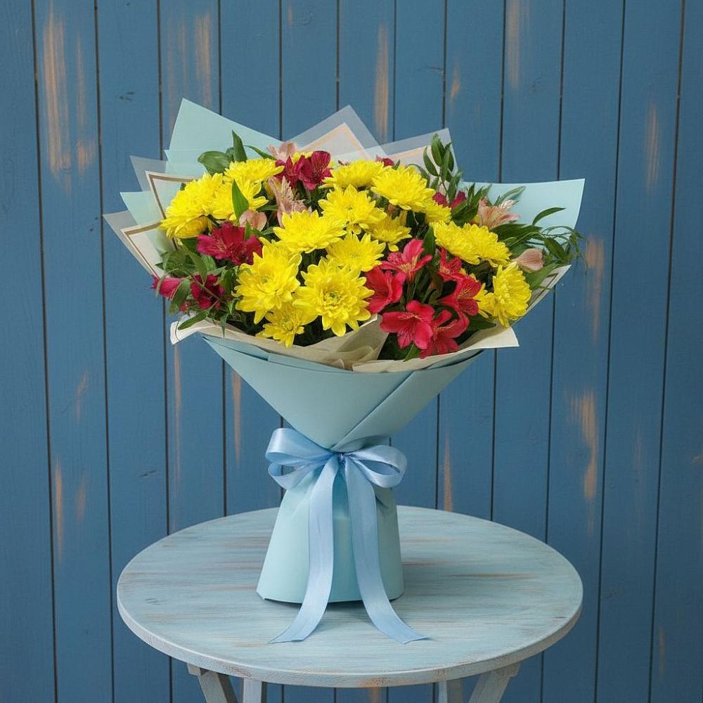 Букет цветов из: Альстромерии и Хризантемы в Красном Куте