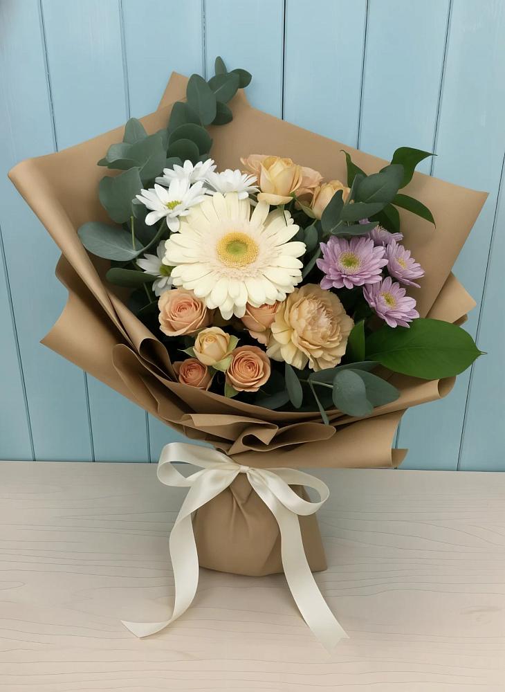 Букет цветов из: Герберы и Хризантемы в Красном Куте
