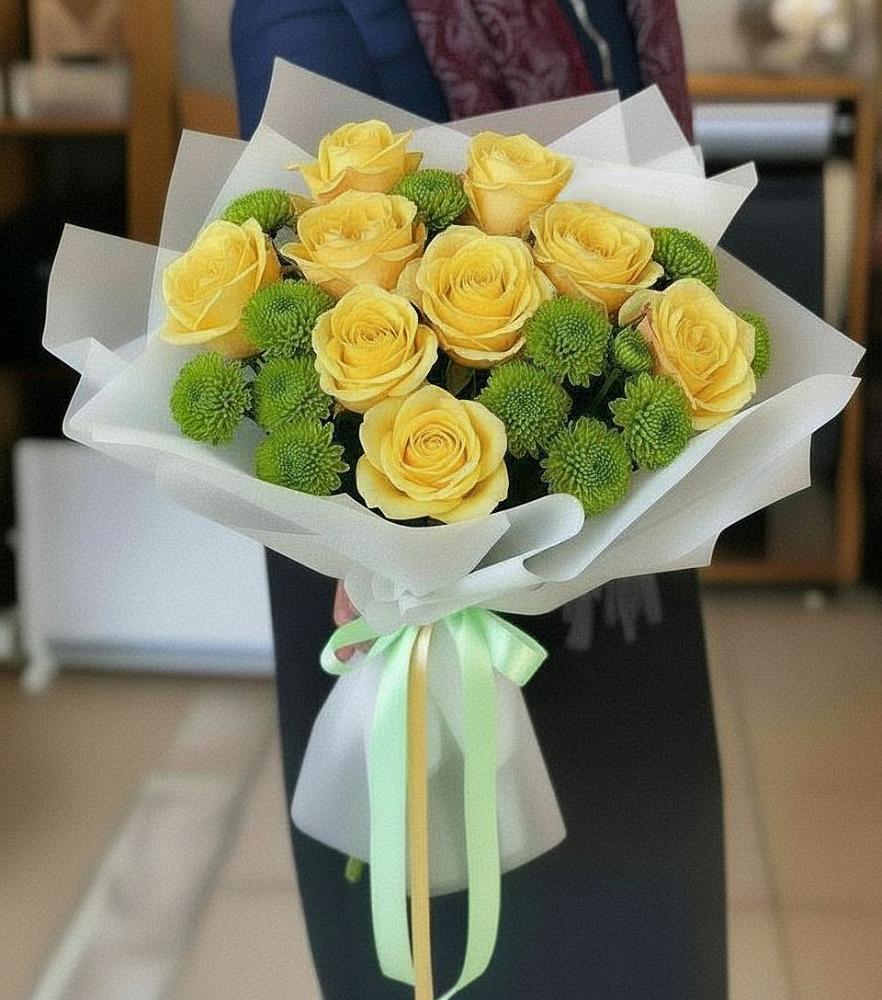 Букет цветов из: Хризантемы и Розы в Красном Куте