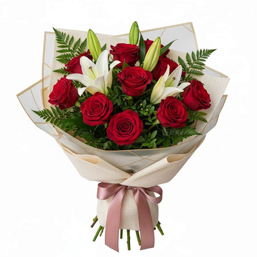 Букет цветов из: Лилии и Розы в Красном Куте