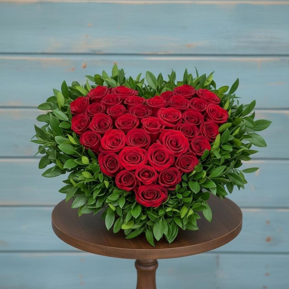 Цветочная композиция из Розы в виде сердца в Красном Куте