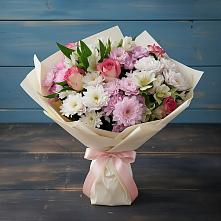 Букет цветов из:  Хризантемы, Альстромерии и Розы в Красном Куте