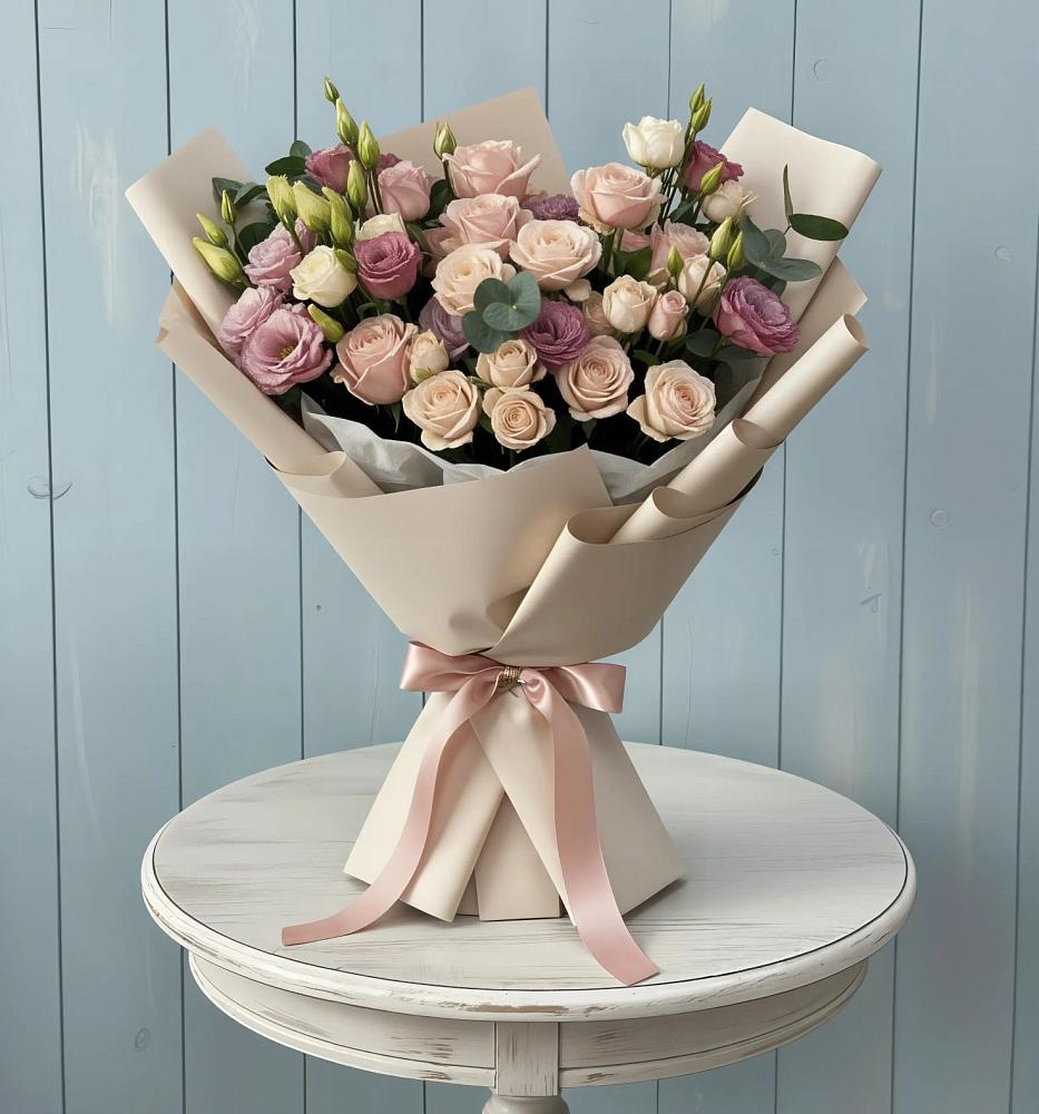 Букет цветов из: Розы и Лизиантусы в Красном Куте