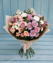 Букет цветов из:  Хризантемы, Розы и Альстромерии в Красном Куте