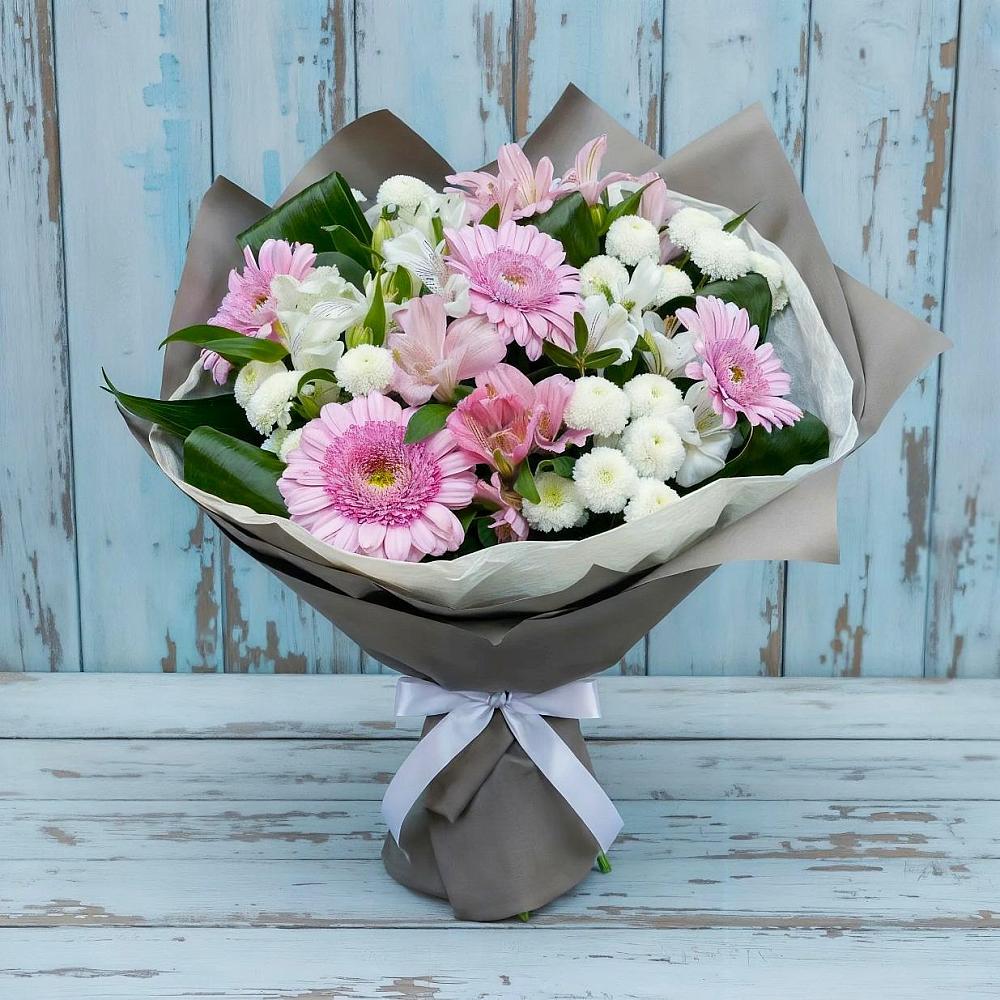 Букет цветов из: Герберы, Альстромерии и Хризантемы в Красном Куте