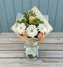 Букет цветов из:  Герберы, Розы и Хризантемы в Красном Куте