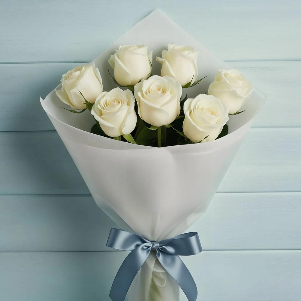Букет 7 Белых роз Эдлесс Лав в Красном Куте